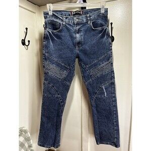 AKADEMIKS Distressed & Whiskered Mid Rise Stretch Blue Jeans  Women's Size 16